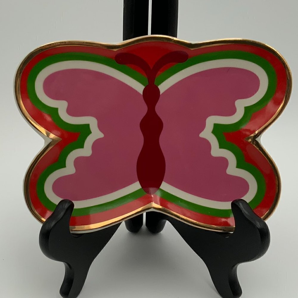 Pink Butterfly With Gold Trim Trinket Tray by Ban.do